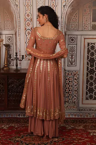 Champagne Anarkali set