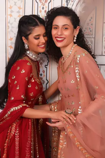 Champagne Anarkali set