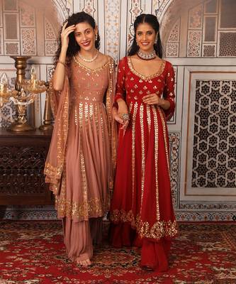 Champagne Anarkali set 5