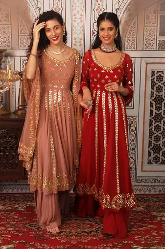 Champagne Anarkali set