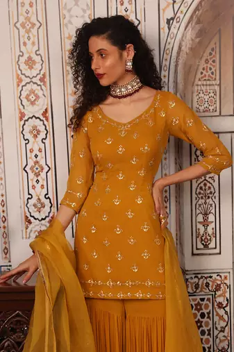 musturd sharara set