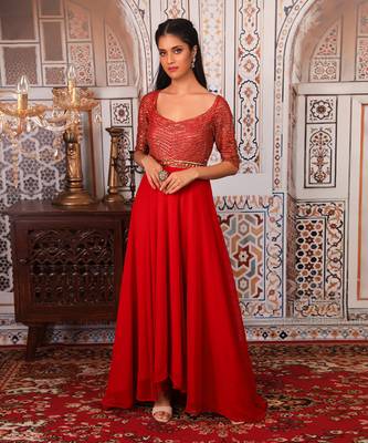 Red Anarkali set 2