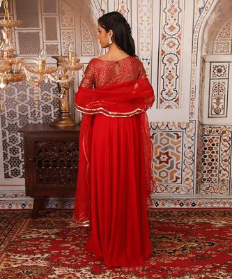 Red Anarkali set 4