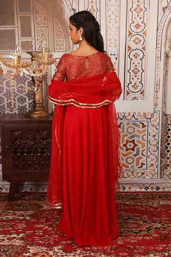 Red Anarkali set