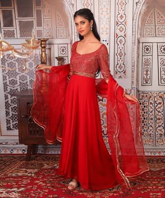 Red Anarkali set 5