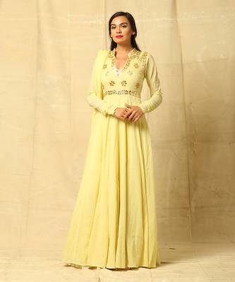 Light Yellow Anarkali Set 1