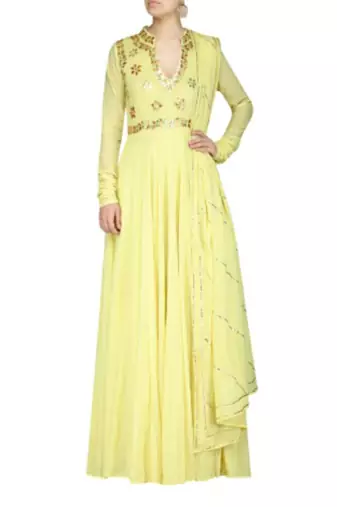 Light Yellow Anarkali Set