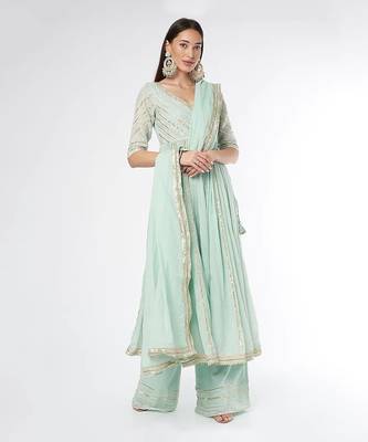 Ice Blue Anarkali Set 1