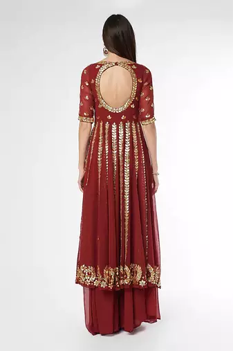 Maroon Anarkali Set