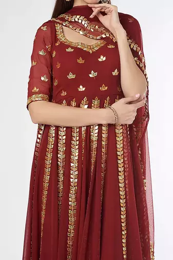 Maroon Anarkali Set