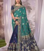 Manohari Blue Faux Banarasi Silk Saree With Unstitch Blouse Piece