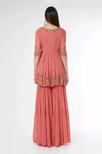 Peplum Kurta With Sharara