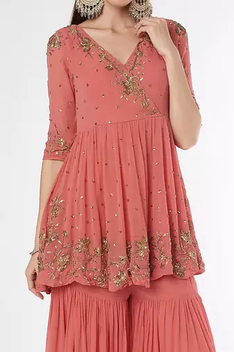 Peplum Kurta With Sharara