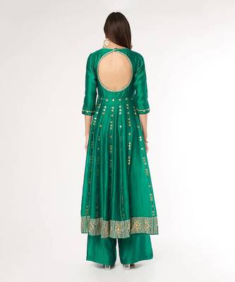 Bottle Green Anarkali Set 2