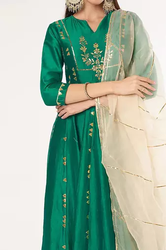 Bottle Green Anarkali Set