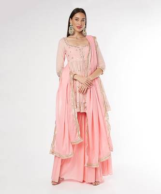 Baby Pink Peplum Kurta Set 1