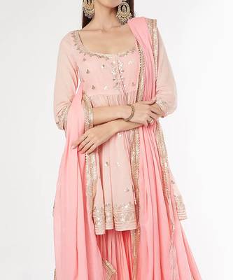 Baby Pink Peplum Kurta Set 4