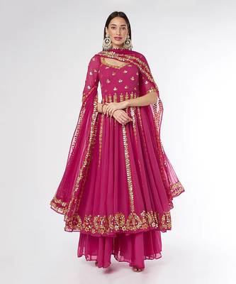 Dark Pink Anarkali Set 1