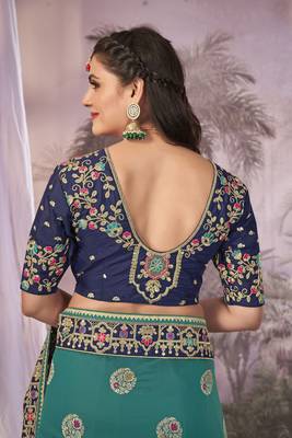 Manohari Blue Faux Banarasi Silk Saree With Unstitch Blouse Piece 4