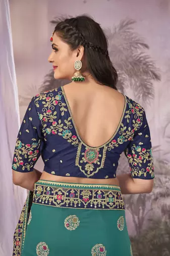 Manohari Blue Faux Banarasi Silk Saree With Unstitch Blouse Piece