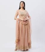Peach Pink Anarkali Set