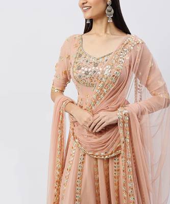 Peach Pink Anarkali Set 3