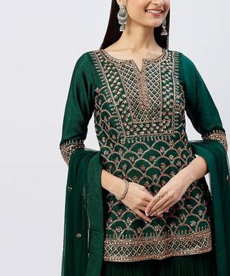 Bottle Green Kurta Set 3