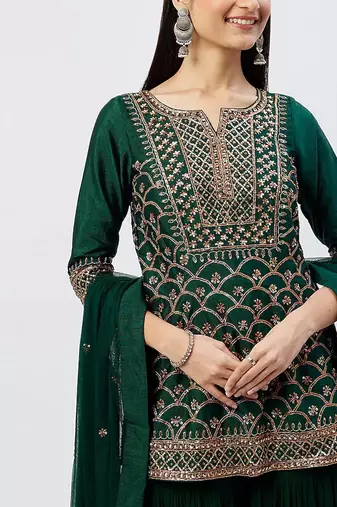 Bottle Green Kurta Set