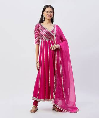 Hot Pink Anarkali Set 1