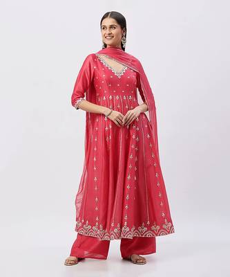 Rose Pink Anarkali Set 1