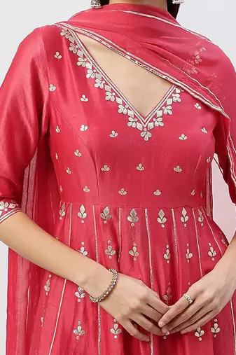 Rose Pink Anarkali Set