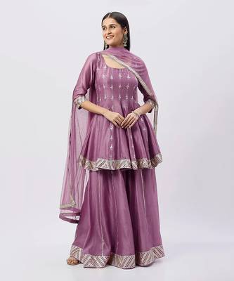 Lavender Peplum Kurta Set 1