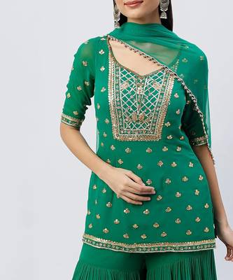 Teal Green Kurta Set 4
