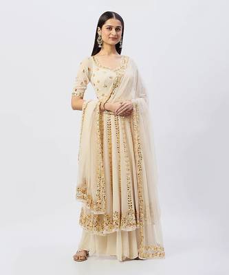Off White Anarkali Set 1