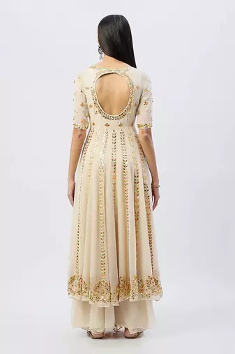 Off White Anarkali Set