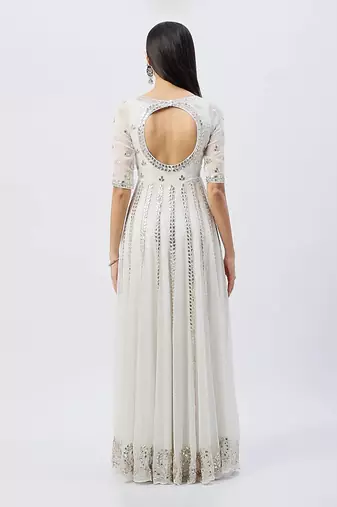 White Anarkali Set