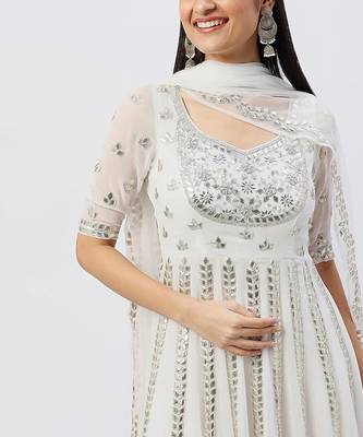 White Anarkali Set 3