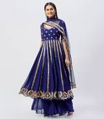 Electric Blue Anarkali Set