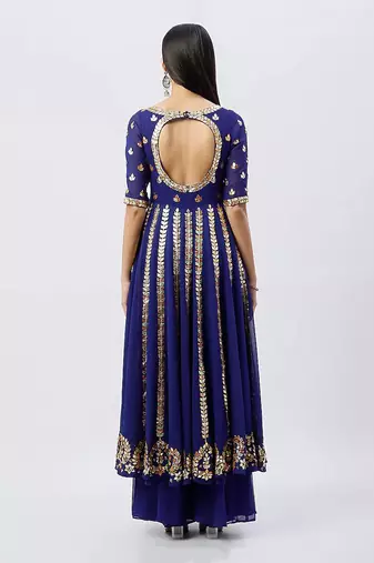 Electric Blue Anarkali Set