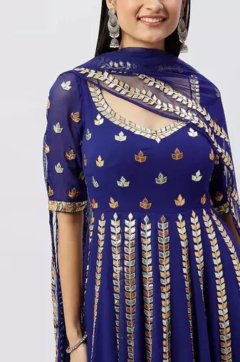 Electric Blue Anarkali Set