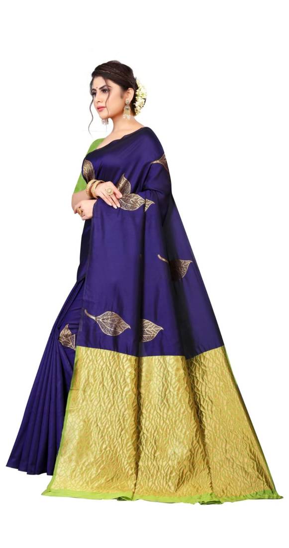 BLUE FANCY TRENDY JACCQUARD SAREE