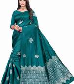 TEAL FANCY TRENDY JACCQUARD SAREE