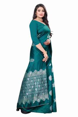 TEAL FANCY TRENDY JACCQUARD SAREE 2