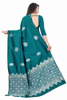 TEAL FANCY TRENDY JACCQUARD SAREE 3