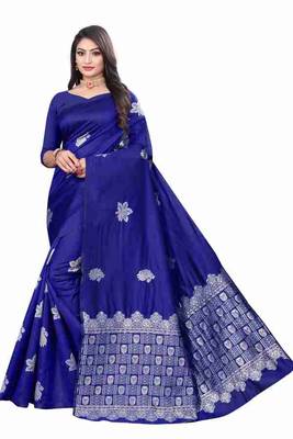 BLUE FANCY TRENDY JACCQUARD SAREE 1