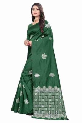GREEN FANCY TRENDY JACCQUARD SAREE 2