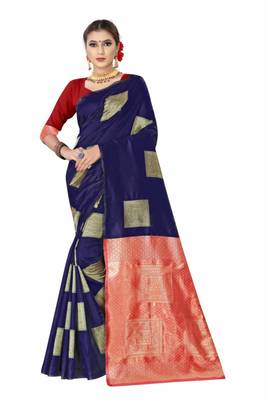 BLUE FANCY TRENDY JACCQUARD SAREE 1