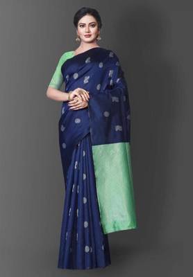 BLUE FANCY TRENDY JACCQUARD SAREE 1
