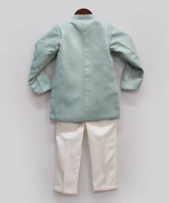 Blue Embroidery Jacket With Kurta And Chudidar 3