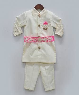 Off White Ajkan And Pant With Hot Pink Belt 1